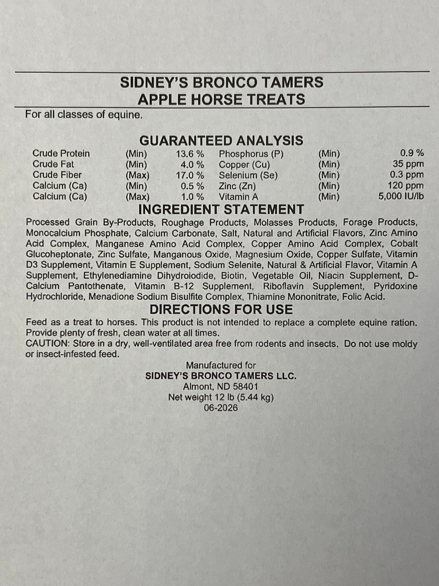 Sidney's Bronco Tamers Horse Treats